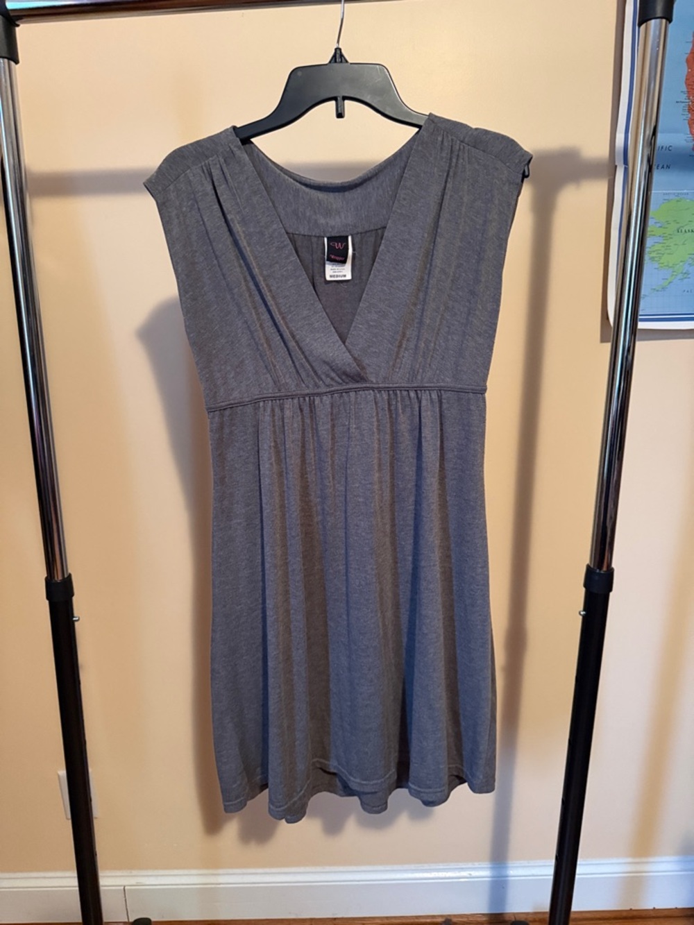 Wrapper Heather Charcoal V-Neck Sleeveless Knit Dress